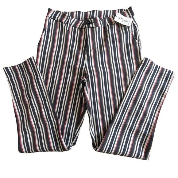NEW Stripped Mild Stretch Stripped Office Pants with rear pockets Size Small - Picture 11 of 11